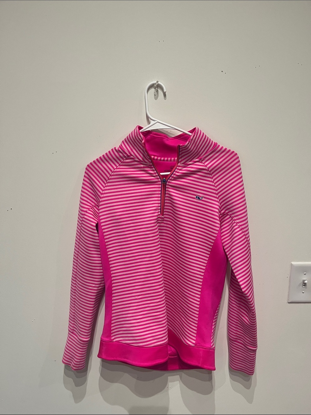 Vineyard Vines Ladies Pink Striped Quarter-Zip Pullover